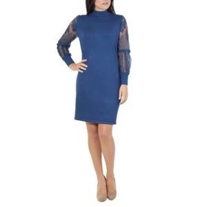 NY Collection Woman’s Lace Bishop Sleeve Sweater Dress. Size PL